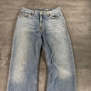 Polo Ralph Lauren Jeans Womens 16 Light Blue Straight Leg Distressed Denim Y2K